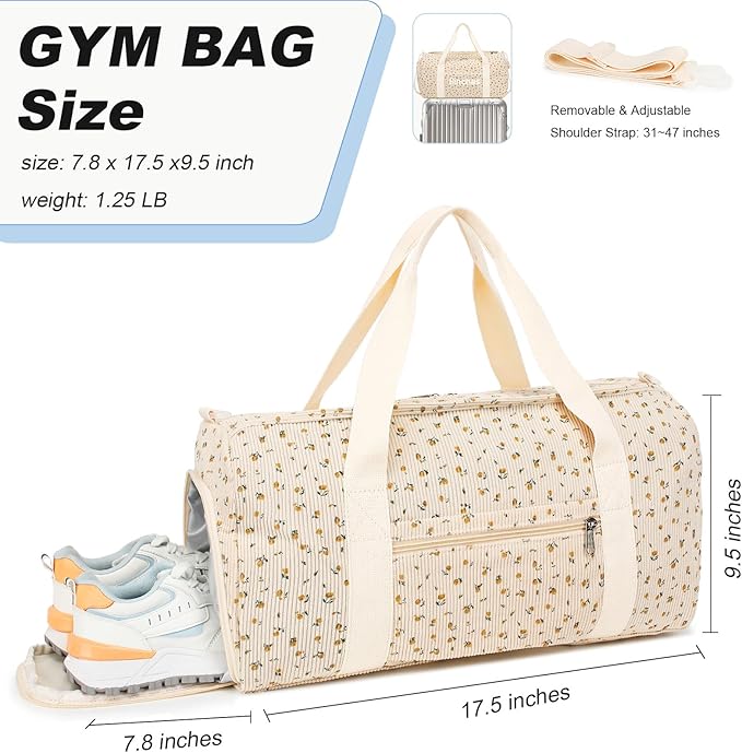 BTOOP Duffle Bag for Gym Sports Women Girls Workout Travel Bag Weekender with Shoe Compartment and Wet Pocket