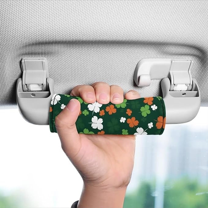 BIGCARJOB St. Patrick Luggage Handle Wraps Set for Suitcase,Set of 2 Pcs Cute Leave Print Luggage Tag Identifiers Marker Travel Accessories Suitcase Tags Identifiers Travel Bags
