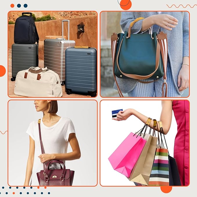 IUAQDP 2 Pieces Handbag Handle Leather Wrap Cover, Luggage Bag Grip Protector Saddle with Brass Clasp, Soft Purse Strap Pad Identifier for Shopping Bag Travel Bag Suitcase Tote Bag Wallet, Light Brown