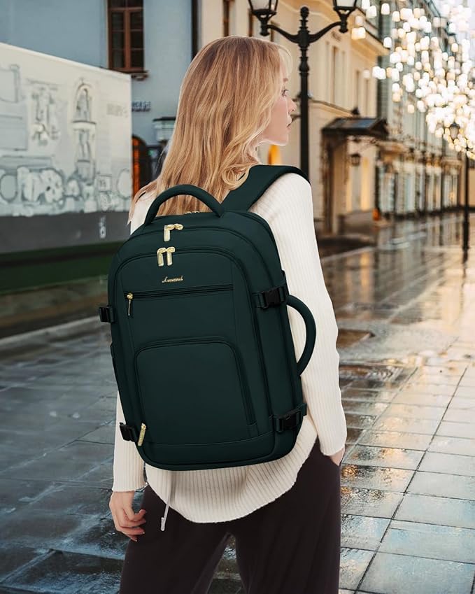 LOVEVOOK Travel Backpack For Women Flight Approved, 50L Large Carry On Backpack For Airplanes, Personal Item Travel Bag, Waterproof 18 Inch Laptop Backpack For Business Weekender Overnight, 4Pcs Set