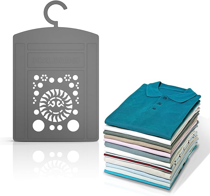 BoxLegend Shirt Folder Board, 14.18 x 8.67x 0.14 Inches, Non-Foldable Laundry Folder Clothes Folding Board with Hook for Hanging - Grey