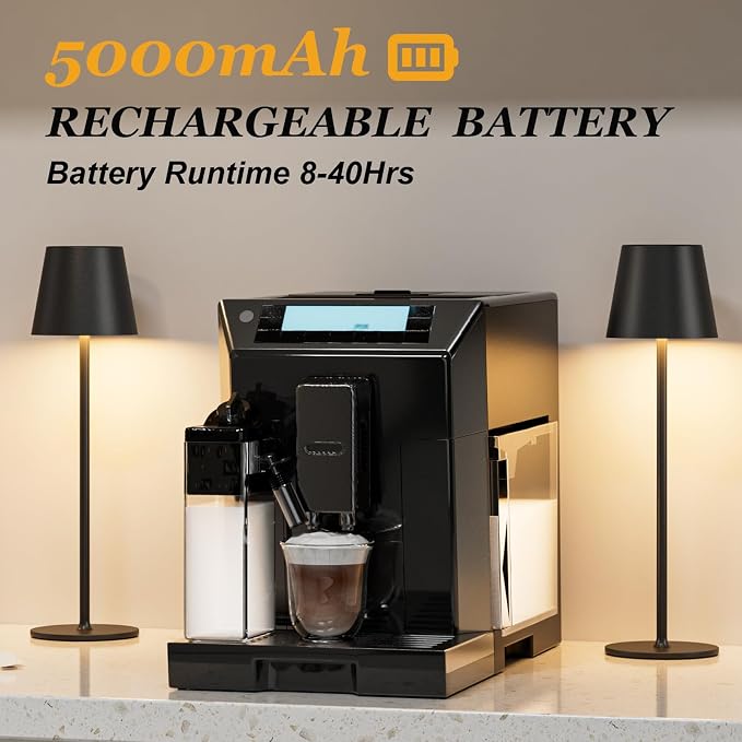 Kakanuo Cordless Table Lamp Rechargeable Black - KK 4 Pack Battery Operated Lamp for Dining Table, 3 Color Stepless Dimming Wireless Lamp for Counter, Outdoor Patio, Touch Control
