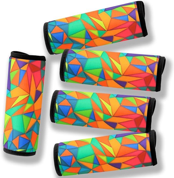 Luggage Handle Wrap for Suitcase-Printed Bright Neoprene Luggage Tags/Grips/Identifiers/Markers/Covers/Gripper for Suitcases Carry On Bags 5 Packs (Graffti-5 Packs)