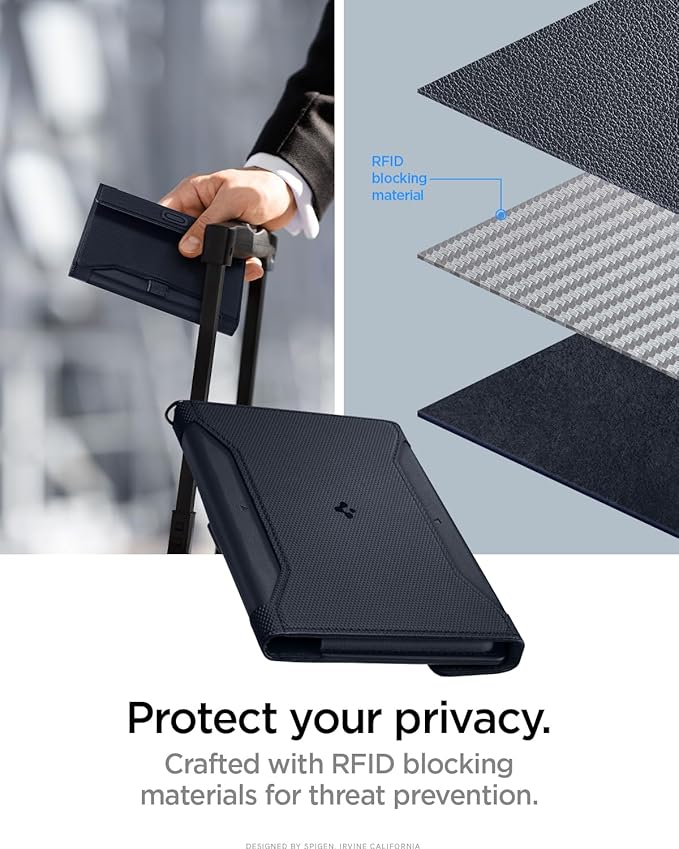 Spigen Life for Passport Card Cover Holder with RFID Blocking Technology Wallet Travel Documents Organizer Protector Accessories, SIM Card Pin Included