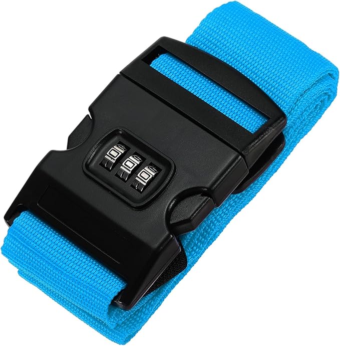 PATIKIL Luggage Straps, Suitcase Straps Adjustable Luggage Belts Strap with Combination Lock for Luggage Suitcases Travel, Light Blue