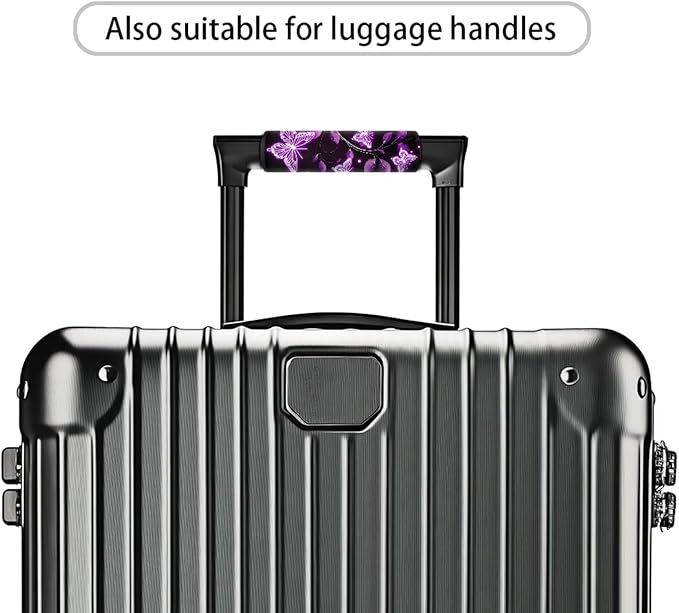 BIGCARJOB Purple Butterflies Luggage Handle Wrap Set Christmas Luggage Handle Cover Suitcase Handle Tags Suitcase Identifier Protective Cover Trolley Case Grip