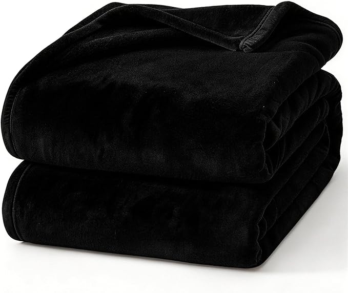Hansleep Fleece Black Twin Blanket, Super Soft Flannel Fuzzy Plush Cozy Blanket for All Seasons, Black, Twin 60x80 Inches