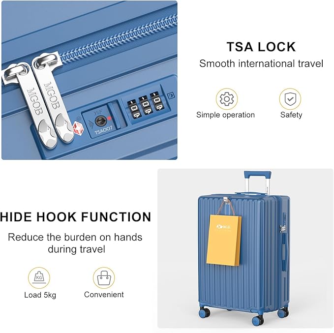 20 Inch Carry On Luggage 22x14x9 Airline Approved, PC Lightweight luggage with Spinner Wheels, 20 Inch Hardside Travel Luggage Bag with TSA Lock Rolling suitcase for Women