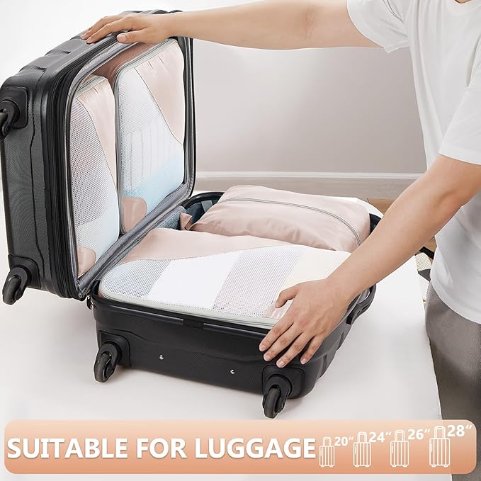 8 Set Packing Cubes for Travel, Gifts for Women Mom,Anti-Tearing Suitcase Organizer for Luggage with Shoe & Hanging Toiletry Bag,OlarHike Vacation Essentials & Accessories for Cruise Ship