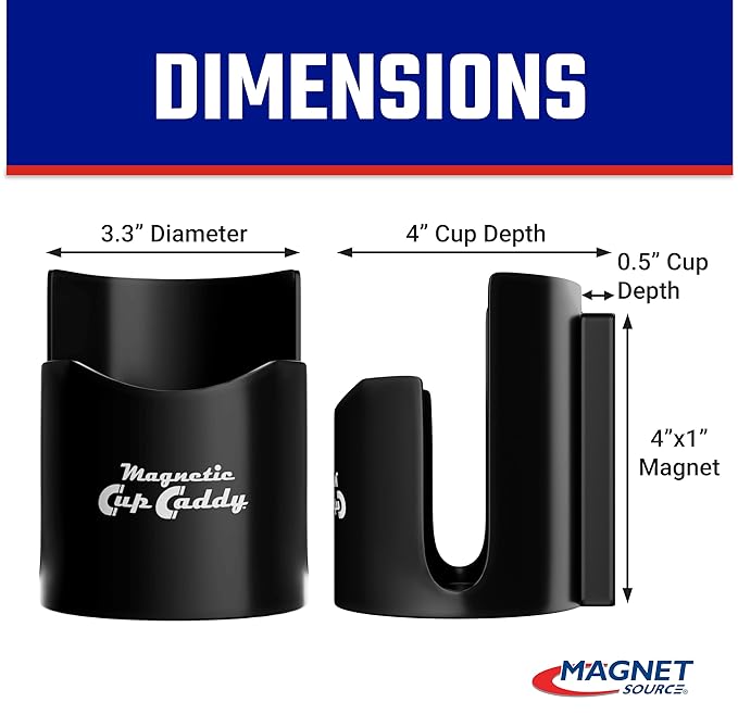 Master Magnetics Magnetic Cup Holder - Caddy for Bottles, Glasses, and Cans - Fits on Fridge, Lawnmower, Forklift, Cart, or Ladder - Heavy-Duty Magnet