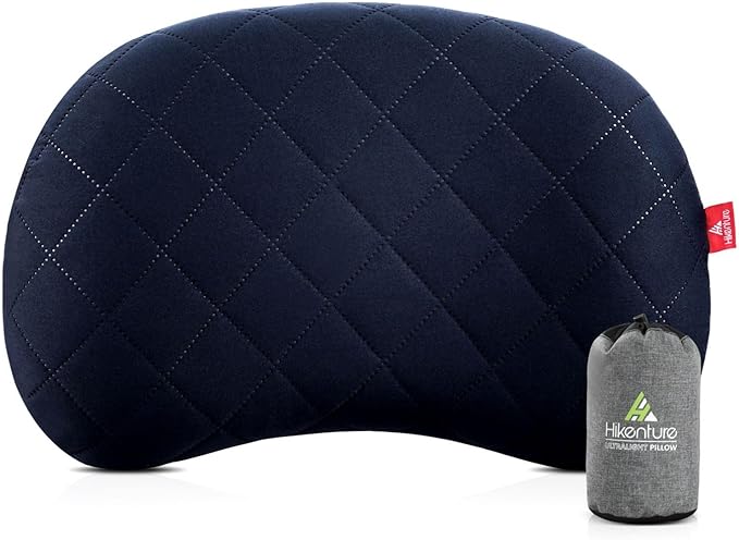 Hikenture Inflatable Pillow for Camping, Washable Backpacking Pillow for Sleeping, Ultralight Blow Up Pillows with Removable Cover, Portable&Compact Hiking Pillow for Beach, Travel, Outdoor(Blue)