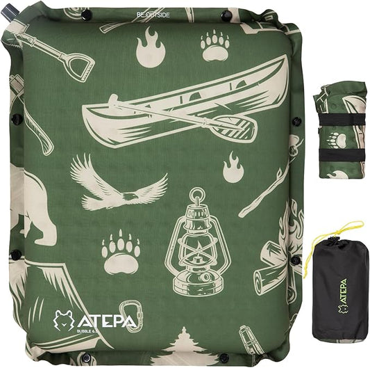 ATEPA Inflatable Seat Cushion, Self-Inflating Portable Stadium Airplane Travel Foam Cushion Pad for Camping, Sports Events, Outdoor