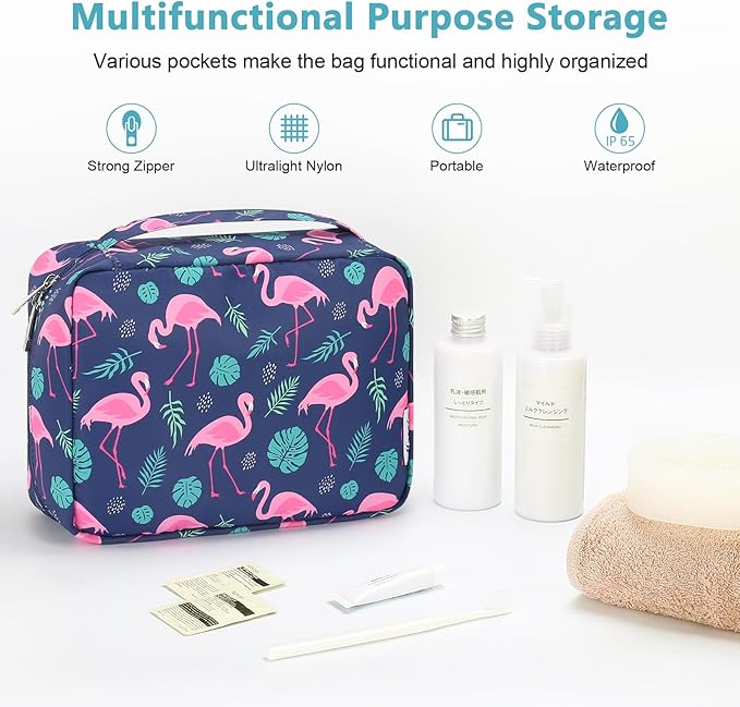 Mossio Hanging Toiletry Bag with Sturdy Hook - Large Portable Cosmetic Makeup Travel Organizer for Men & Women