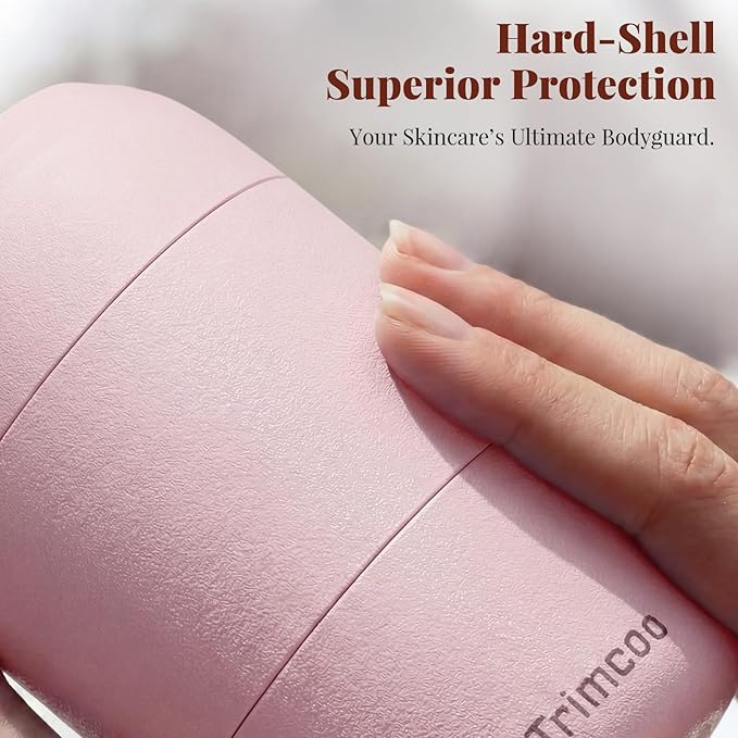 New Travel Toiletry Containers [Ultra Leakproof] TSA-Approved, PLA Hard Shell Jars with 5 Magnetic Labels, Wide Mouth Bottles for Lotion, Cleanser, Shampoo, Conditioner, Pink, 3 Pack, 2OZ