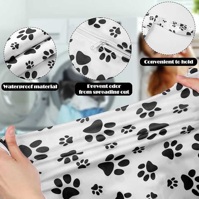 Shappy 2 Pcs Large Travel Laundry Bag Washable Waterproof Wet Dry Large Dirty Clothes Bag Bathing Workout(Paw)