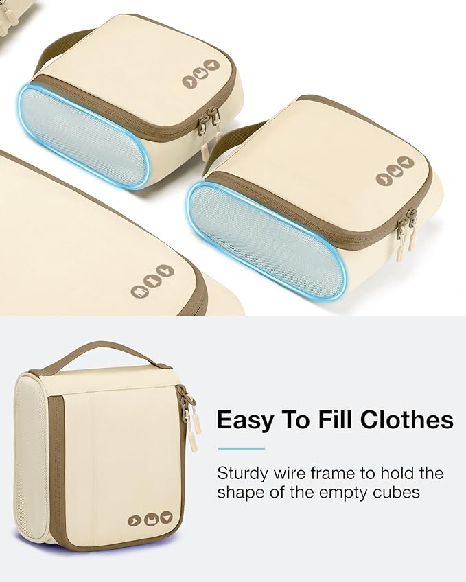 BAGSMART Keep Shape Packing Cubes for Travel, 6 Set Travel Cubes for Packing, Lightweight Suitcase Organizer Bags Set for Travel Essentials