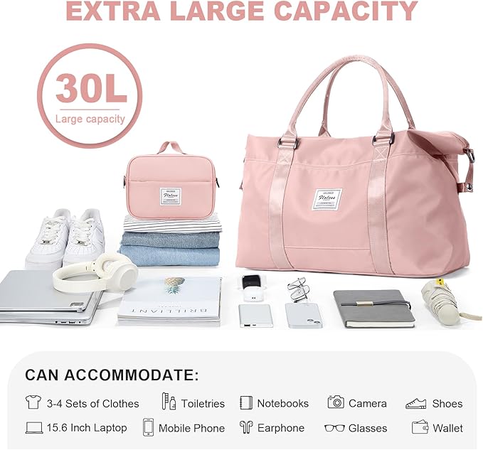 HYC00 Travel Duffel Bag,Carry-on Overnight Weekender Bags for Women,Sports Tote Gym Bag with Wet Pocket