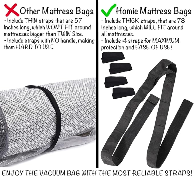 Mattress Vacuum Bag for Moving, Vacuum Seal Mattress Bag for Memory Foam or Inner Spring Mattresses, Compression and Storage for Returns, Leakproof Valve and Double Zip Seal (Cal-King)