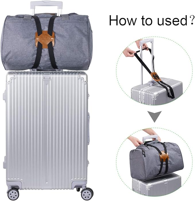 Luggage Straps for Suitcases,Travel Belt for Luggage Over Handle, Adjustable High Elastic Luggage Straps for Suitcases TSA Approved for Connecting Your Luggage (Brown)