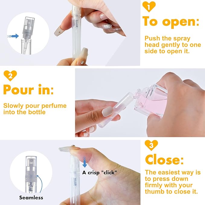 Mini Perfume Sample Bottles, 10 Pack 5 ml Plastic Small Perfume Spray Bottle, Fine Mist, Portable Perfume Travel Refillable Bottle, Upgraded atomizer sprayer for perfume, Clear