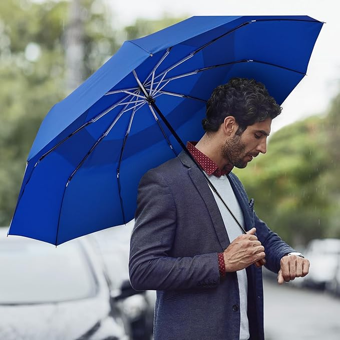 G4Free 54 Inch Large Compact Windproof Golf Umbrella for Rain Oversized Auto Open Close Folding Travel 10 Ribs Vented Double Canopy Umbrella for Women Men