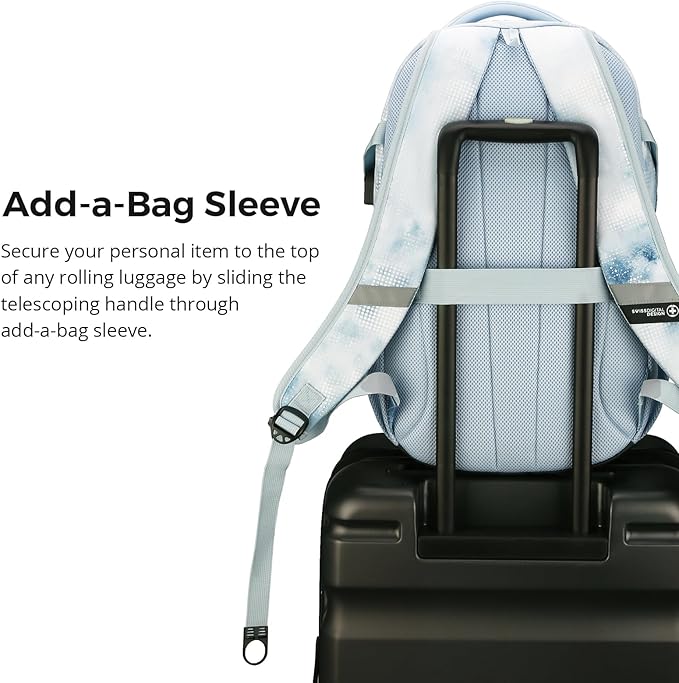 Swissdigital Laptop Backpack with USB Charging Port, Travel Backpack Fits 15.6 inches Computer, 31L Backpack for Men, Polka Blue | SD803-105