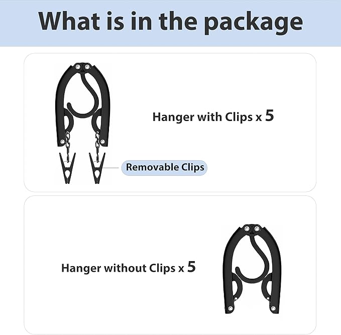 Travel Hangers, Cruise Ship Essentials Travel Essentials, Portable Cruises Must Haves 2025, Folding Hangers for Suitcase, RV Camping Airplane Europe Vacation Essential (10, Black)