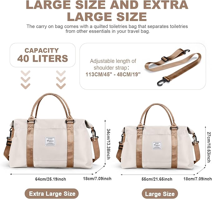 HYC00 Travel Duffel Bag,Carry-on Overnight Weekender Bags for Women,Sports Tote Gym Bag with Wet Pocket