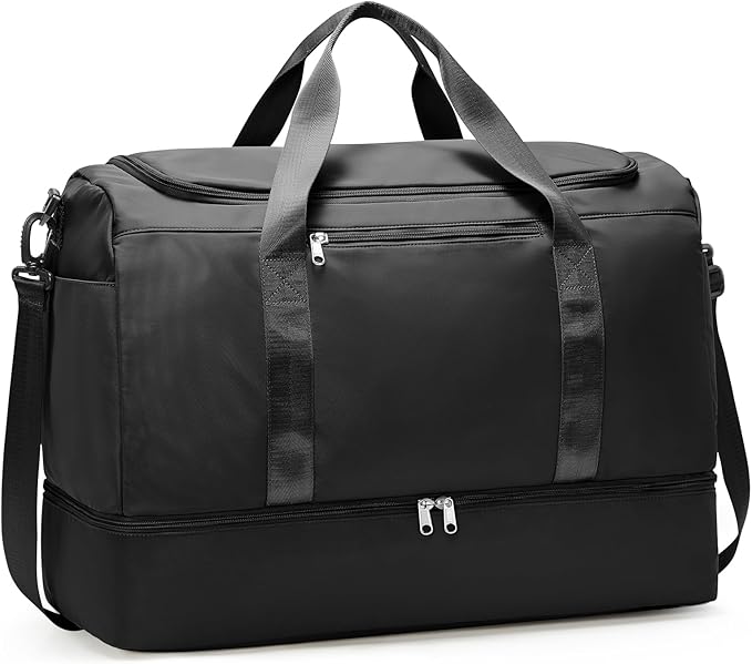 Large Duffle Bag for Travel,Carry-On Overnight Weekender Bags for Women,Travel Duffel Bag,Black