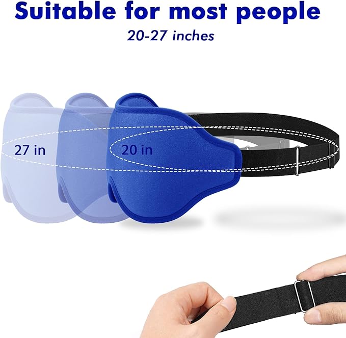 Sleep Eye Mask for Men Women, Sleeping Mask for Side Sleeper, Travel Blackout Night Blindfold Eye Shade Cover with Adjustable Strap (Blue-3D)