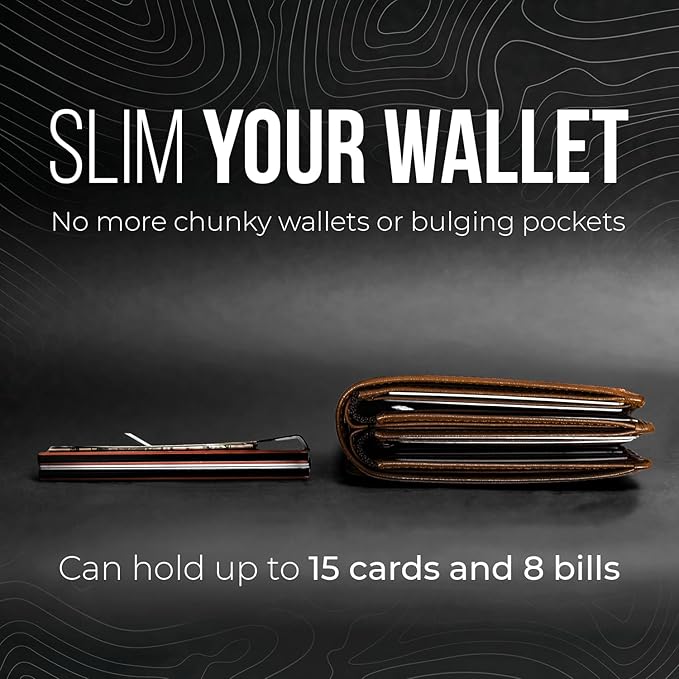 Mountain Voyage Minimalist Wallet for Men & Women - Slim RFID Wallet, Scratch Resistant, Credit Card Holder & Money Clip, Easily Removable Money & Cards, Mens & Womens Wallets (Beech Wood Carbon)