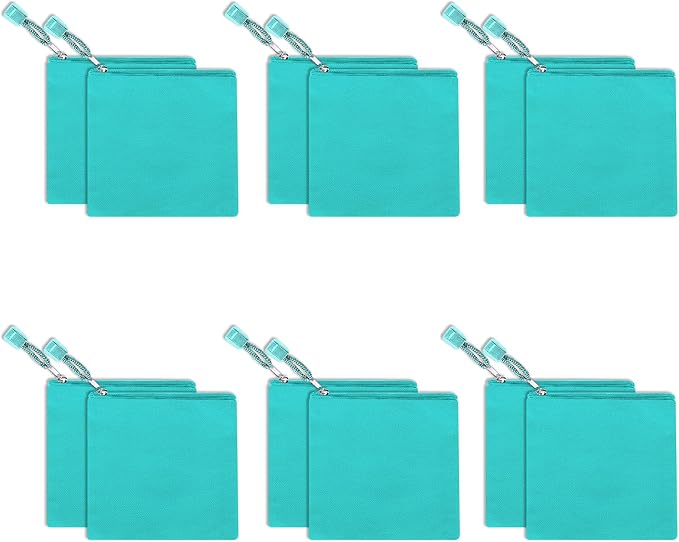 12 Pack DIY Craft Cotton Canvas Bag, Multi-Purpose Cosmetic Bag Makeup Pouches with Zipper Travel Toiletry Bag (XS, Blue)