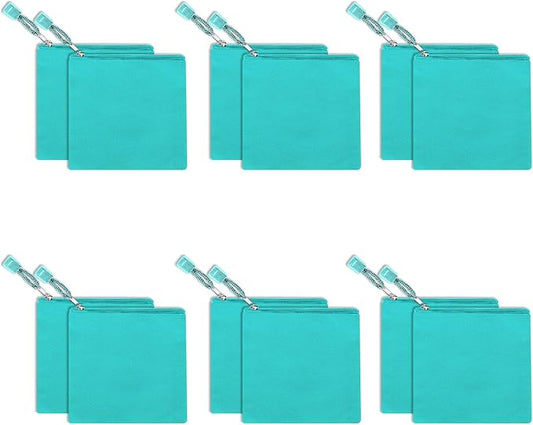 12 Pack DIY Craft Cotton Canvas Bag, Multi-Purpose Cosmetic Bag Makeup Pouches with Zipper Travel Toiletry Bag (XS, Blue)