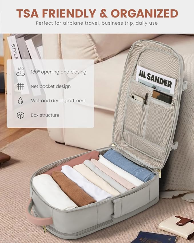 LOVEVOOK Travel Backpack For Women Flight Approved, 50L Carry On Backpack, Personal Item Travel Bag for Airplanes, Business Weekender Fit 18 Inch Laptop, Waterproof Overnight Daypack with 3 Cubes