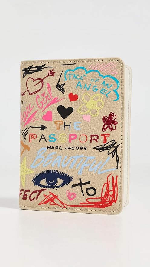 Marc Jacobs Women's The Punk Scribble Passport Case, Beige Multi, One Size