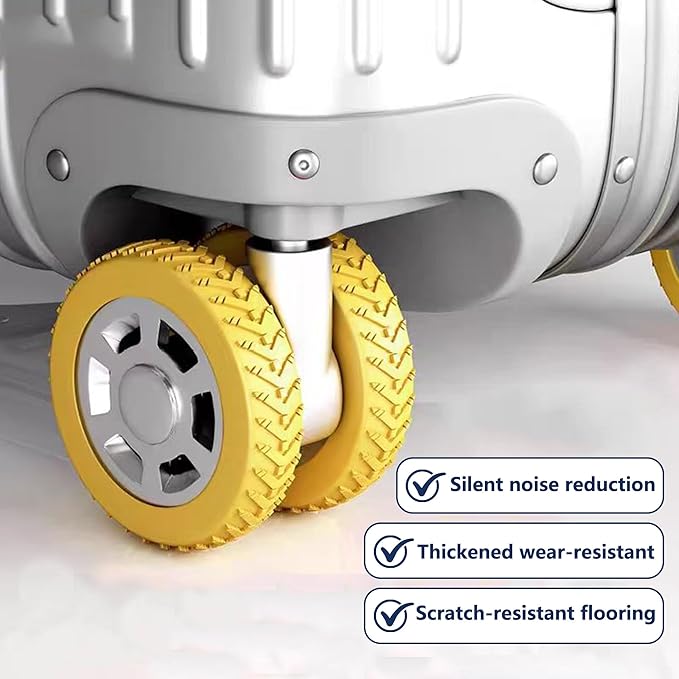 8 Pcs Yellow Luggage Wheel Covers Premium Silicone Protectors 2.1-2.4 Inch Spinner Wheels Wear-Resistant Silent Rolling Durable Protection Fits Most Suitcases & Office Chair Casters