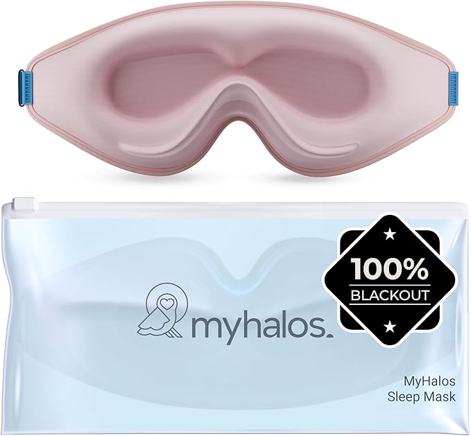 MyHalos® Sleep Mask – 3D Blackout Eye Mask for Women & Men, Side Sleepers, Zero Pressure Memory Foam Eyelash Friendly, Breathable,Award-Winning Sleep Aid for Travel (Peach Orange, 1 Count (Pack of 1))