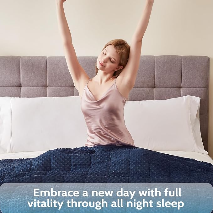 L'AGRATY Weighted Blanket - 48"x72" 10lbs Minky Dots Heavy Blanket with Glass Beads Soft Breathable for All-Season Summer Fall Winter Thick Comfort for Sleeping