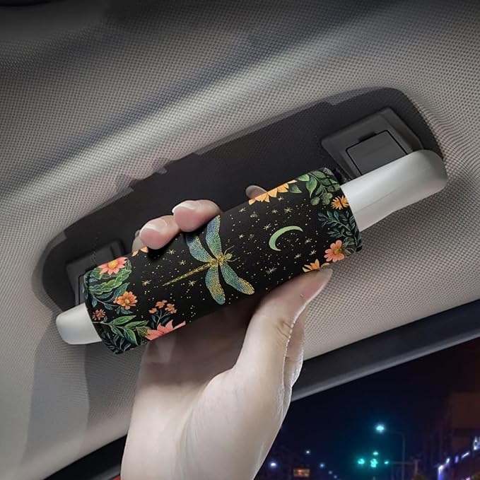 BIGCARJOB Flower Dragonfly Luggage Handle Wrap for Suitcase 2 Pack No-Slip Door Handle Protector Covers Luggage Handles Wrap Grips Personalized Luggage Tags Replacement