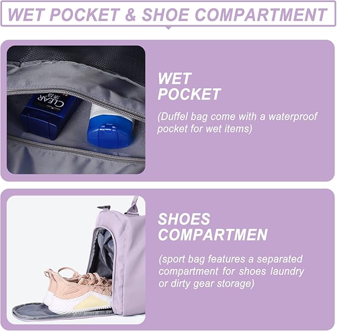 Weekender Duffel Bags for Women Men, Travel Totes Bag for Airplane, Cute Sports Gym Dance Overnight Luggage Bag with Wet Pocket Shoe Compartment, Carry On Hospital Bag for Labor and Delivery