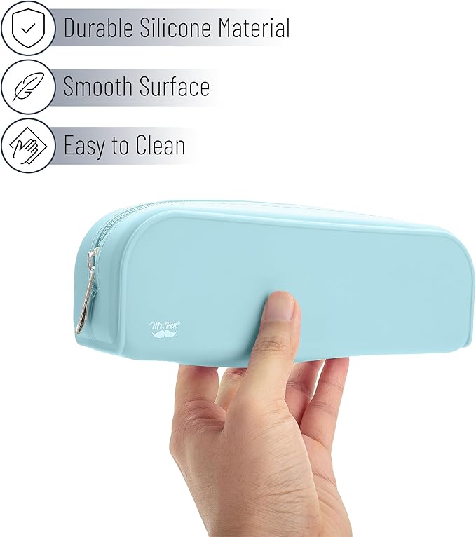 Mr. Pen- Silicone Pencil Case, Light Blue Pencil Pouch Aesthetic, Pencil Bag, Makeup Pouch