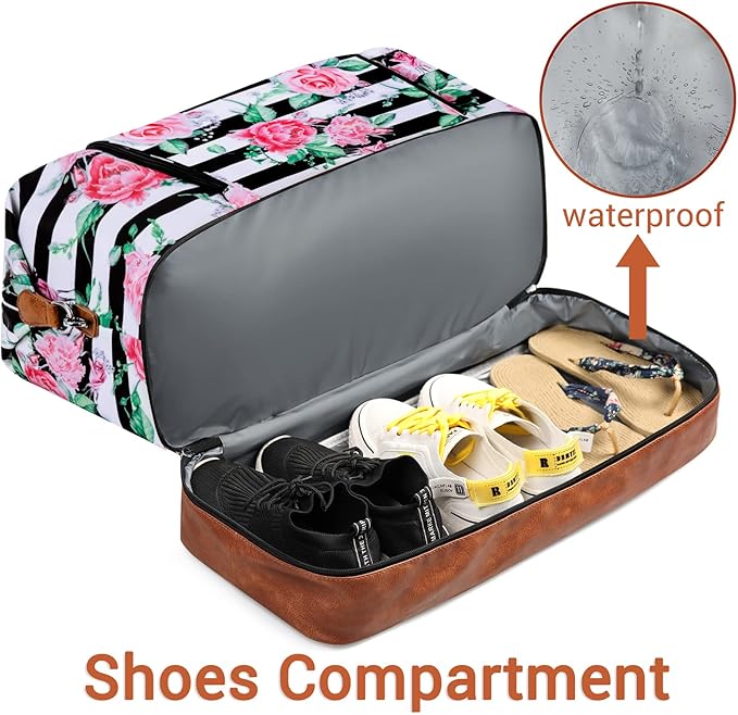 Travel Weekender Bag for Women, 21" Overnight Bag with Shoe Compartment 50L Large Travel Duffel Bag Carry On Tote for Weekend, Overnight, Business Trips, Water Resistant