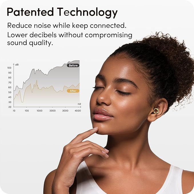 Audree Style Ear Plugs for Noise Reduction, Reusable High Fidelity Earplugs for Concerts, Musicians, Motorcycles, Study, Parent, Party, Flights & Noise Sensitivity, 18-29dB Noise Cancelling, Gold