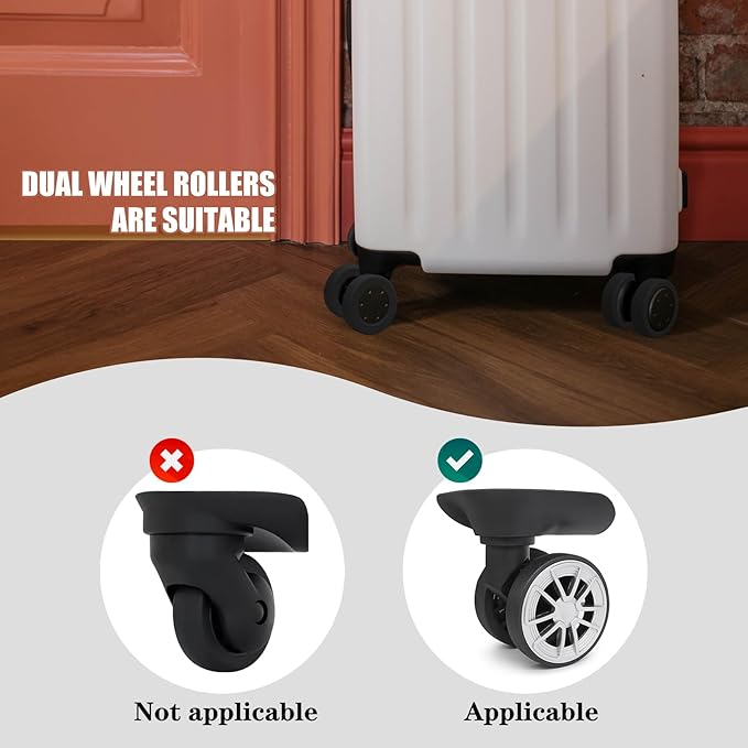 Luggage Wheel Covers Silicone Suitcase Wheel Protector Noise Reducing Travel Suitcase Wheel Cover Wear-Resistant Luggage Wheel Protectors 8 PCS (Black)