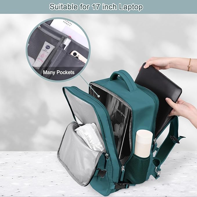 Travel Backpack for Men, 40L Carry On Backpack, 17 Inch Laptop Backpack, Waterproof Backpack, College Bookbag, Person Item Flight Approved Trave Bag for Women