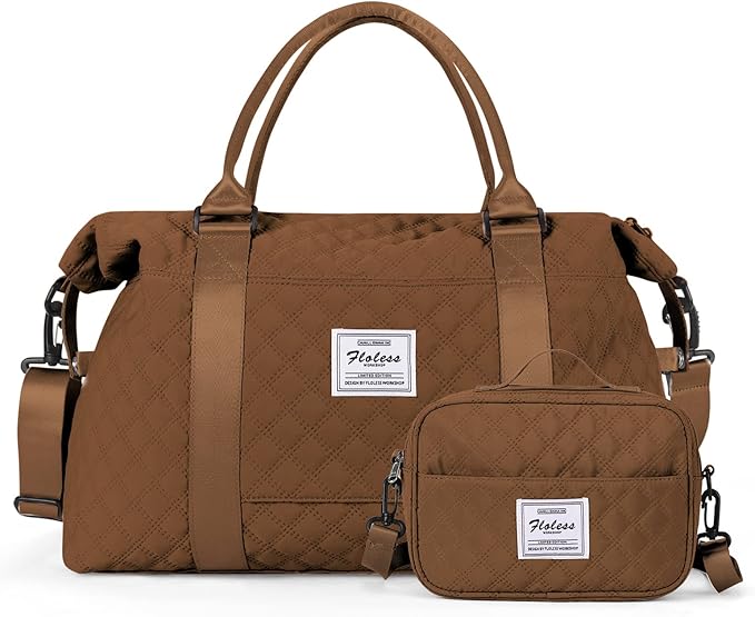 HYC00 Travel Duffel Bag,Carry-on Overnight Weekender Bags for Women,Sports Tote Gym Bag with Wet Pocket