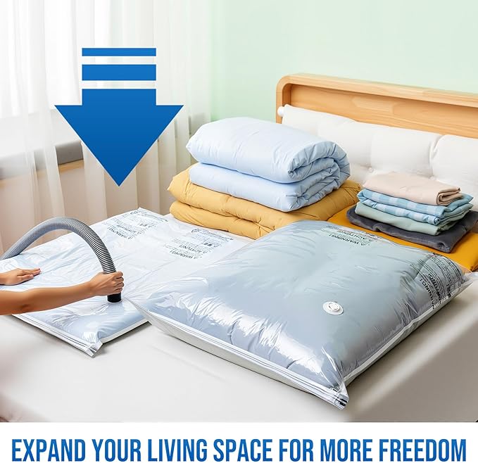TAILI 16 Pack Vacuum Storage Bags for Comforter and Blankets, Jumbo Vacuum Seal Bags for Bedding 40x31 Inch, Space Saver Bags for Clothes, Pillows, Saving More Closet Space