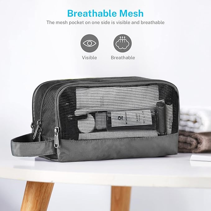 Gonex Travel Toiletry Bag Nylon, Shaving Bag Toiletry Organizer Gray