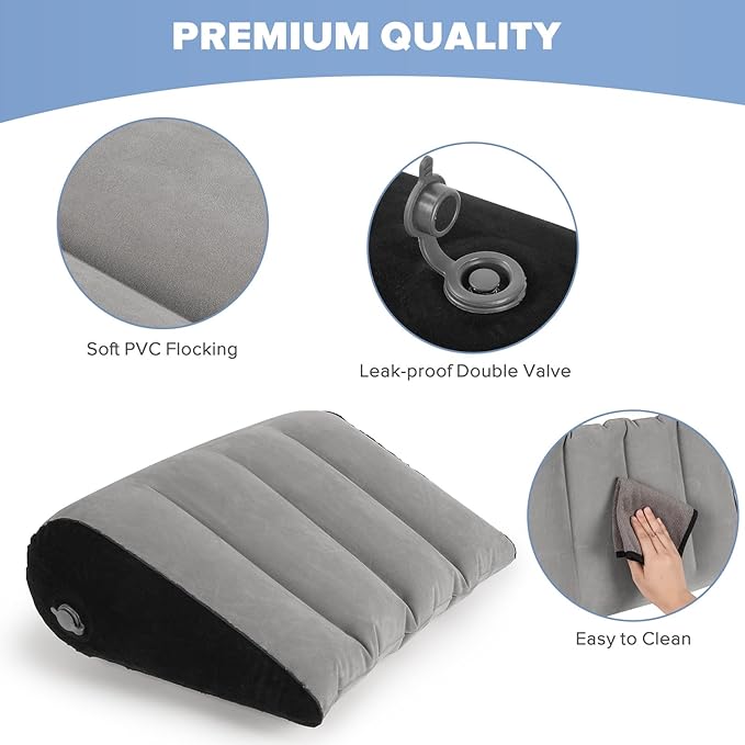 Inflatable Wedge Pillow for Traveling, Portable Blow up Travel Wedge Pillow for Sleeping in Bed, Fast Inflation & Deflation Inflatable Bed Wedge, Ideal for Home, Travel, and Outdoor