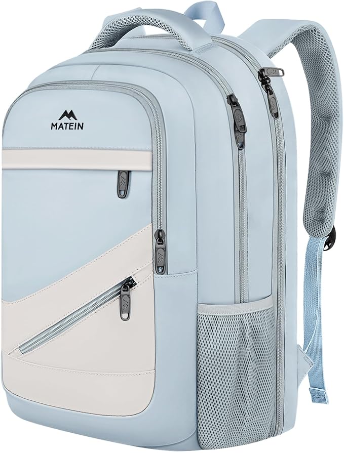 MATEIN 30 L Large Laptop Backpack, Stylish Lightweight Nursing Teacher Work Backpack with Anti Theft Pocket, College Travel Comupter Bag Soft and Comfortable for Daily, Blue Beige